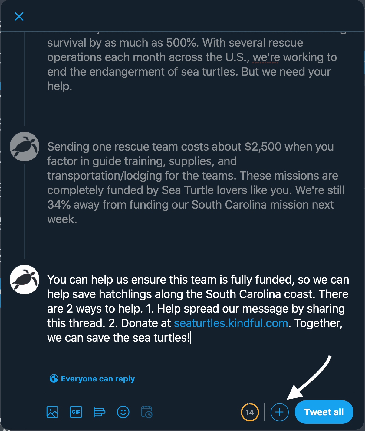 example of using a twitter thread to engage followers