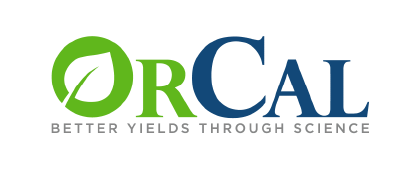 OrCal logo featuring a green leaf icon and the tagline 'Better Yields Through Science'.