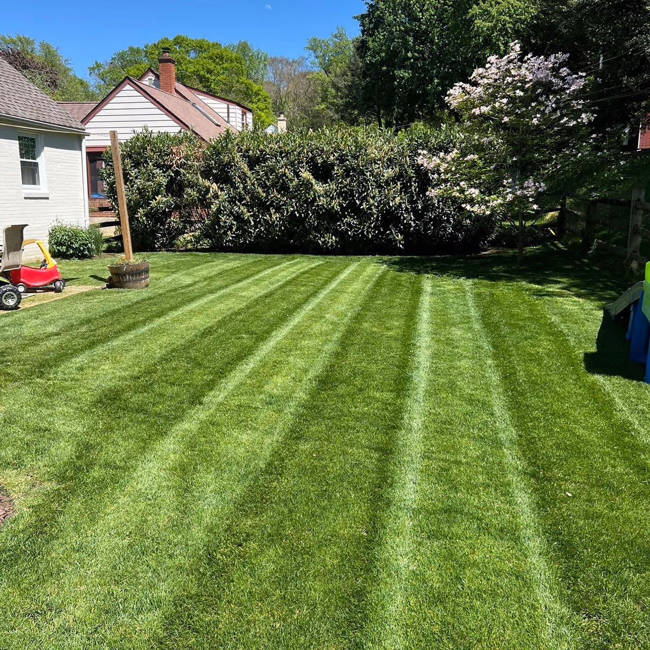 Weekly lawn mowing and edging service - manicured lawn quality near me 