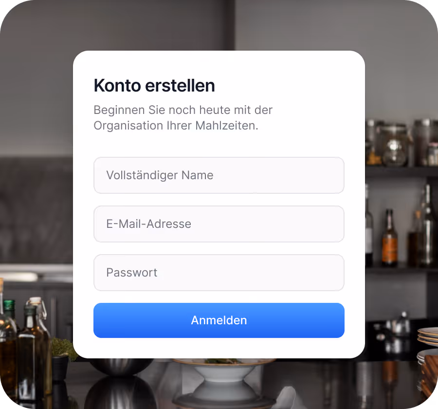 Foodballers App Konto erstellen – Registrierung für persönliche Sporternährung und Kochservice für Profisportler in der D-A-CH Region