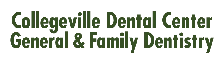 Text reads Collegeville Dental Center General & Family Dentistry in dark green font.