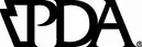 Logo with stylized letters PDA in black on a white background.