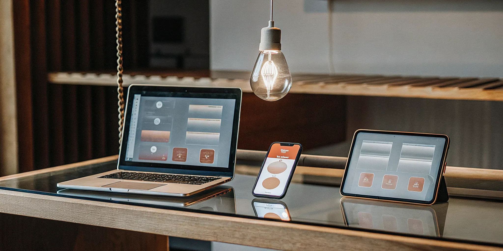 Sign up screens for daily leadership tips on a laptop and smartphone.