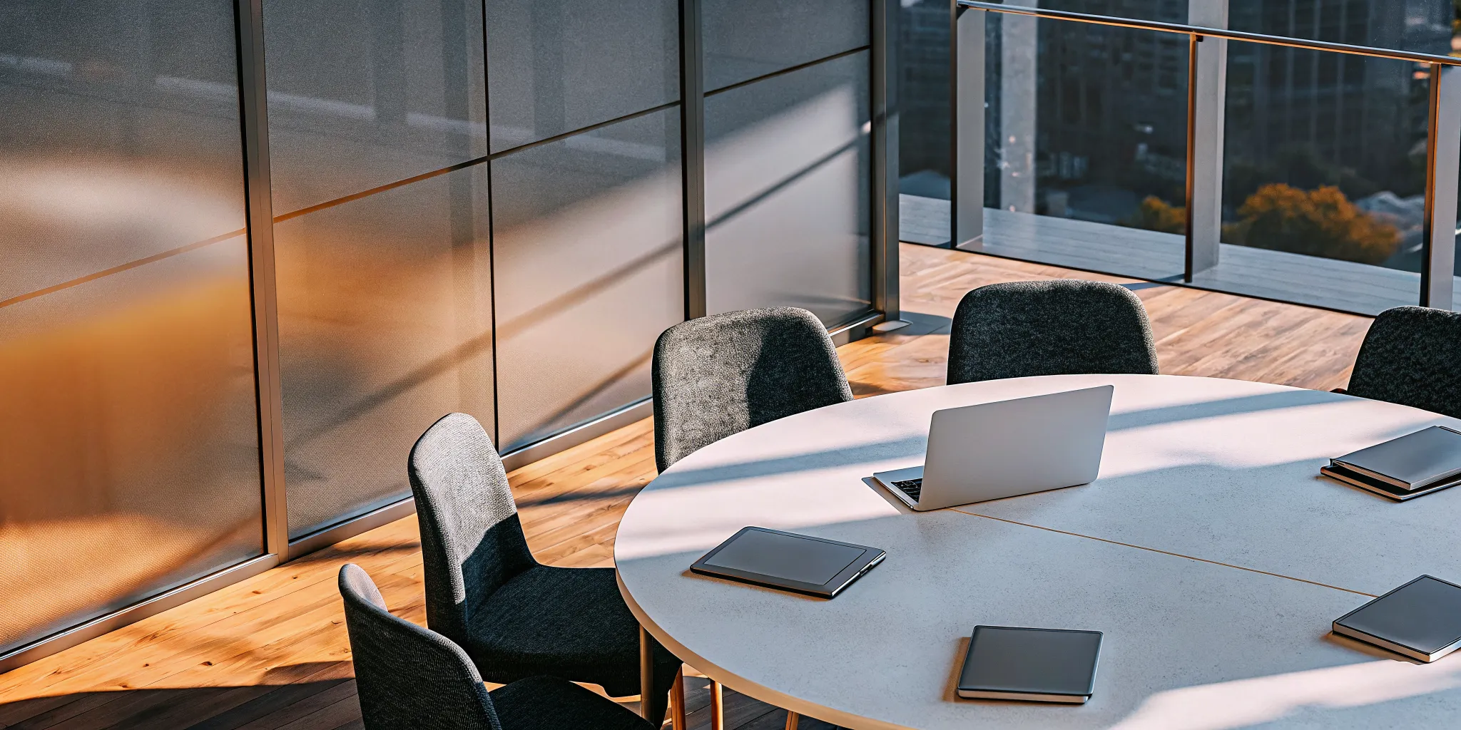 A modern meeting room prepared to facilitate effective team discussions.