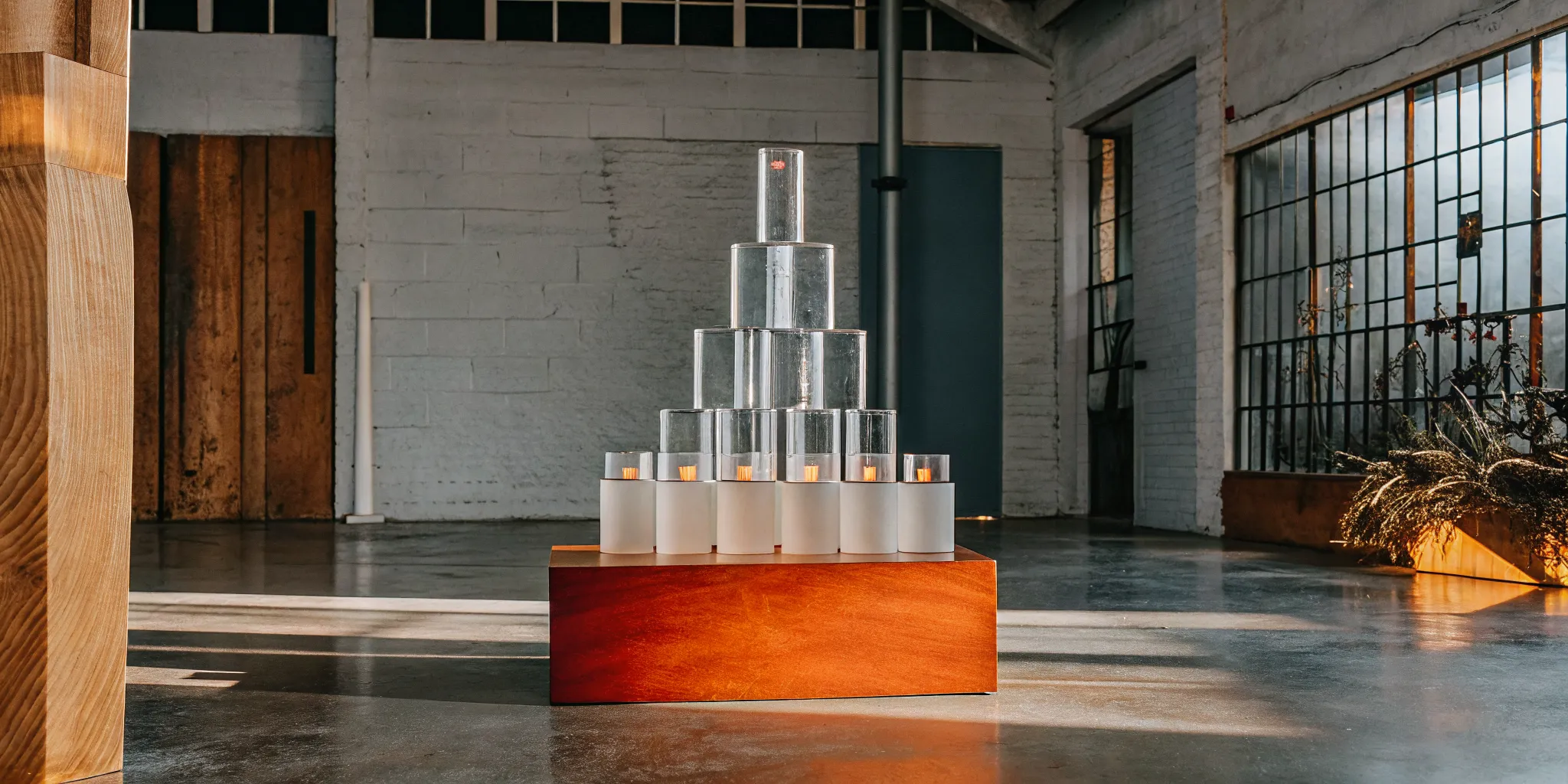 A pyramid of candles showing how a servant leader provides a supportive foundation for their team.