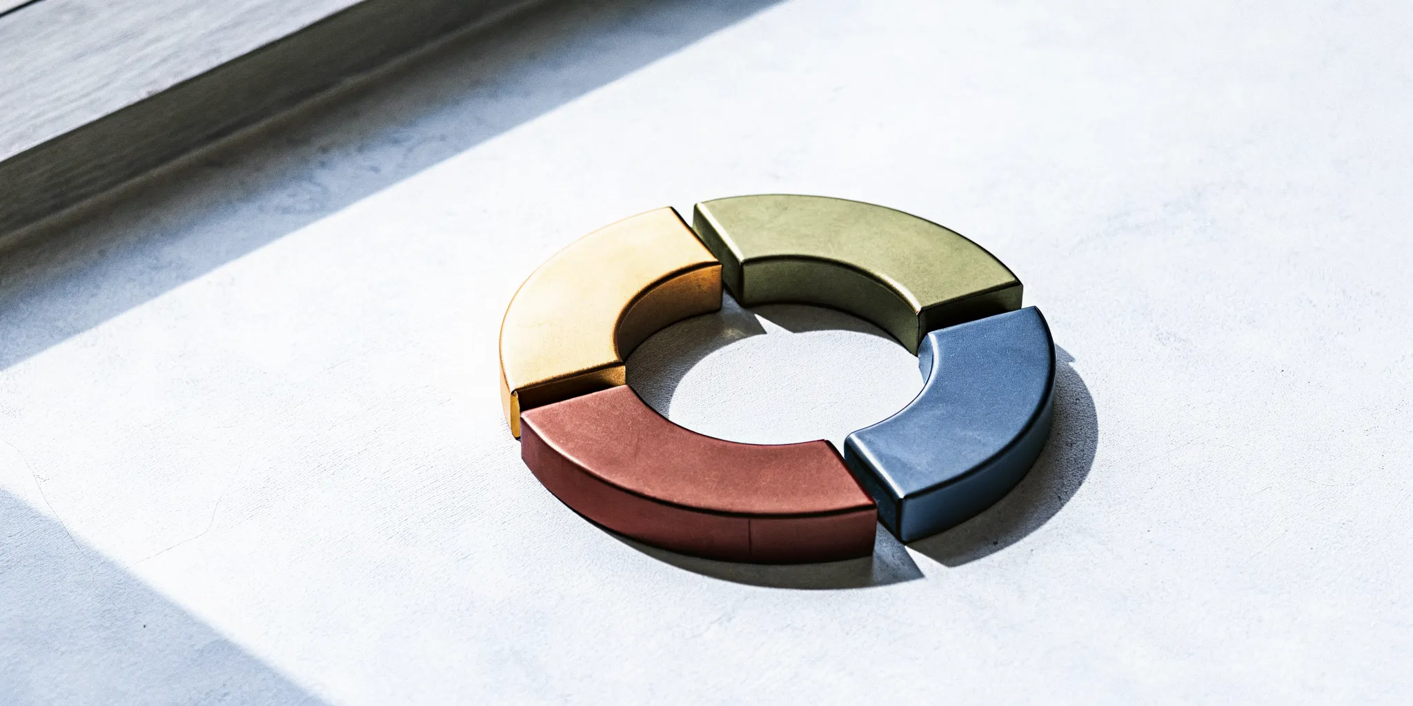 Colorful segmented disc for the DISC leadership assessment.
