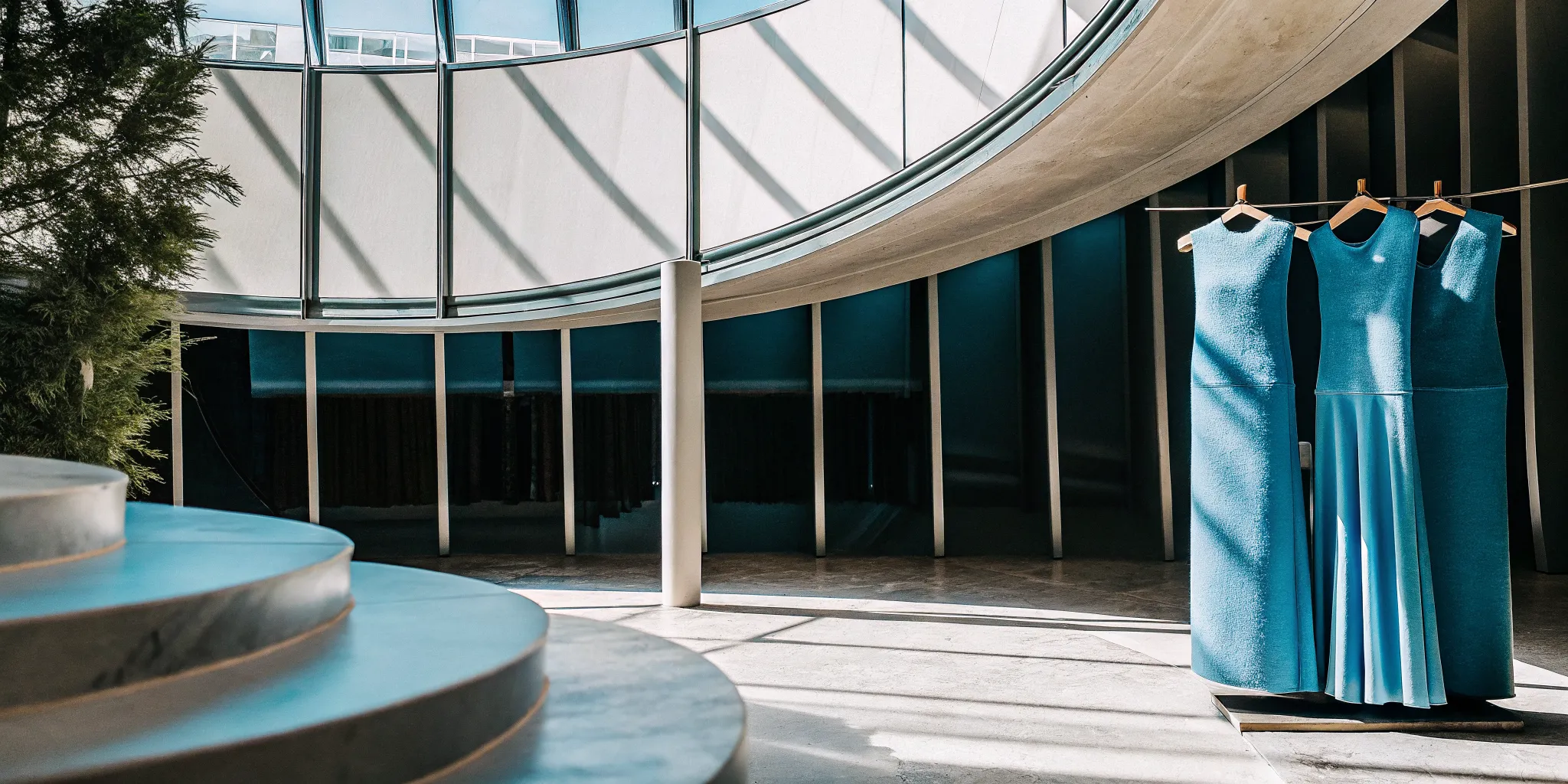 Curved steps in a modern space, reflecting the steps for developing clear communication.