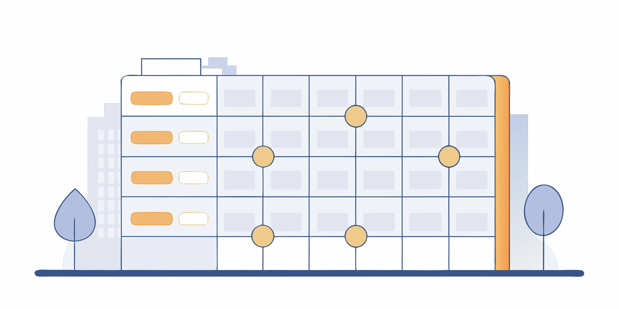 Leaders improve strategic execution by aligning goals across the company, like sections of a building.