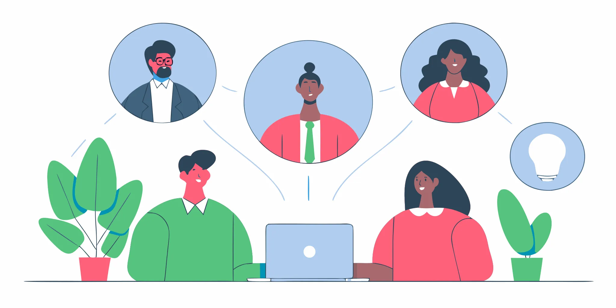Thirteen leadership archetypes concept illustration with diverse professionals