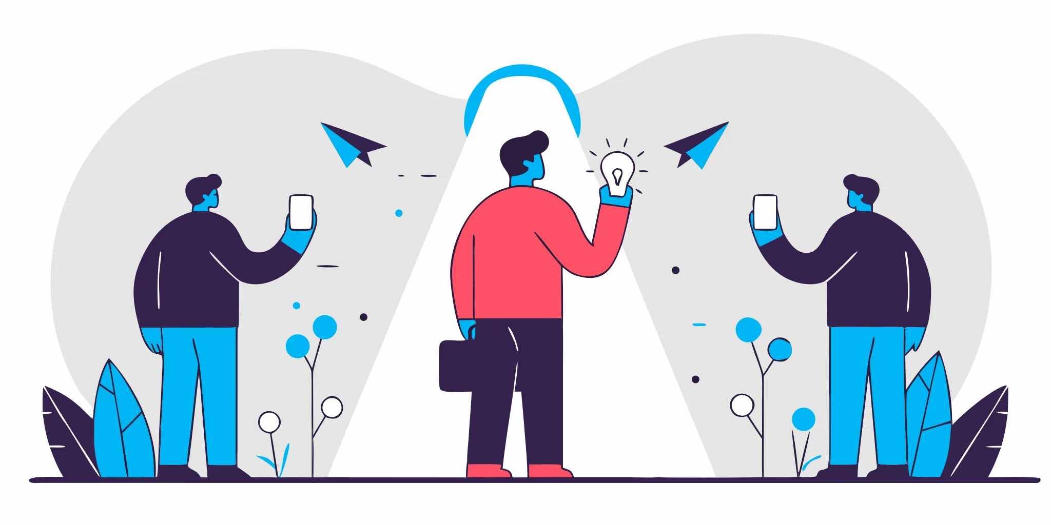 Illustration showing the journey from taking a leadership assessment to discovering your archetype and growing as a leader
