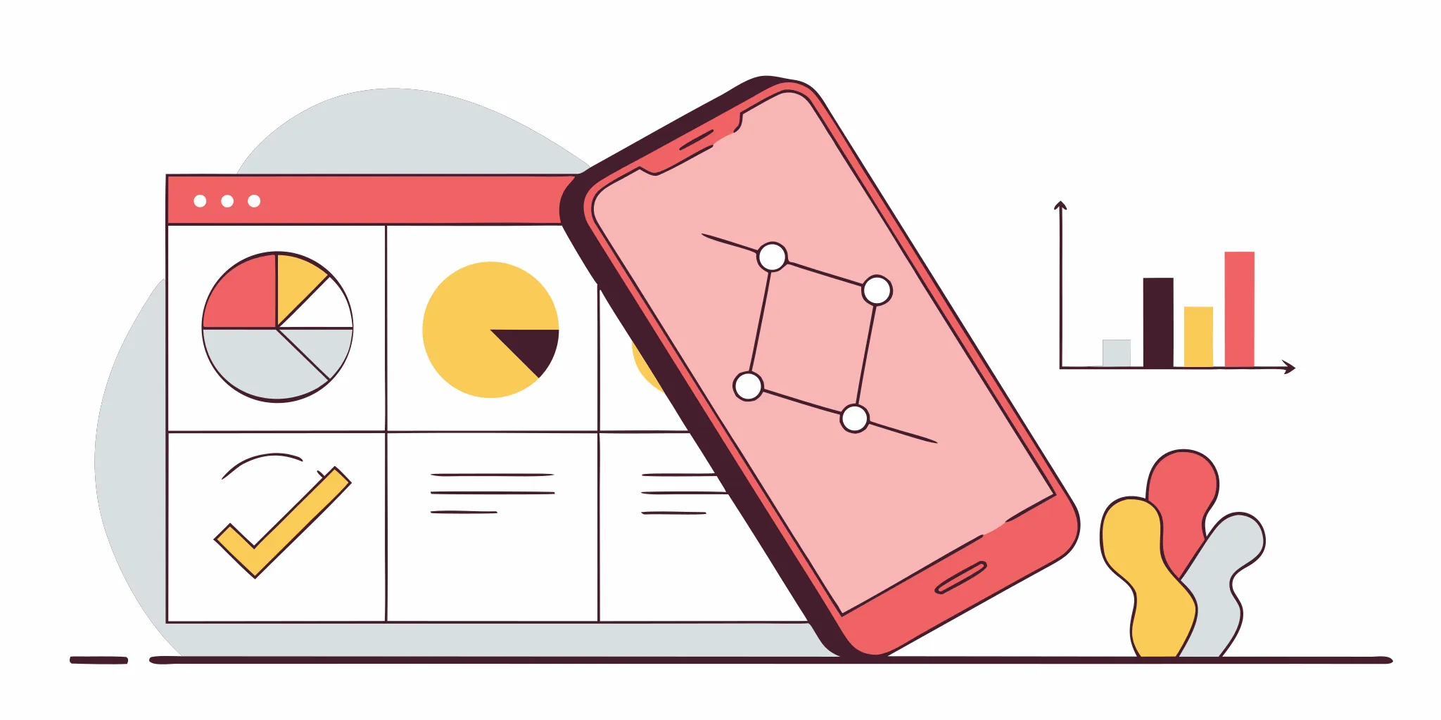 A phone showing a leadership app that gives personalized tips and tracks progress with charts.