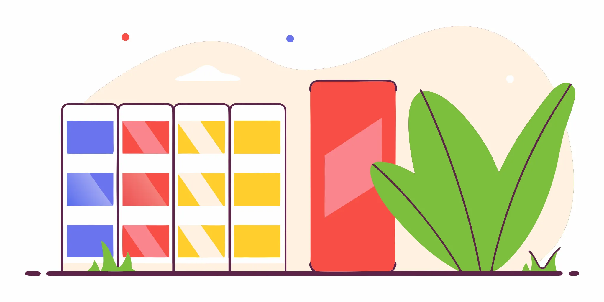 Micro nudges for leadership coaching shown as abstract blocks leading to growth.