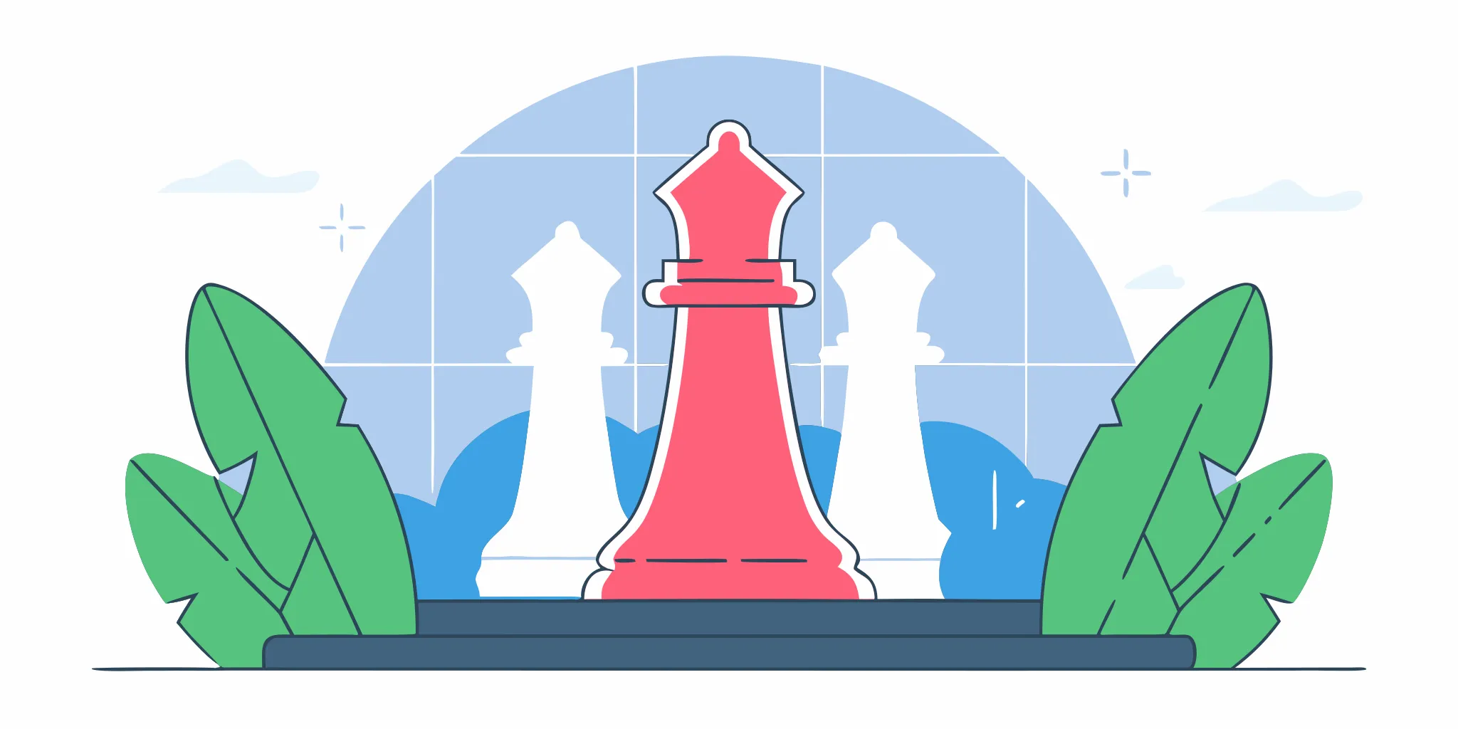 A chess piece enhanced by AI, helping a leader make better strategic decisions.