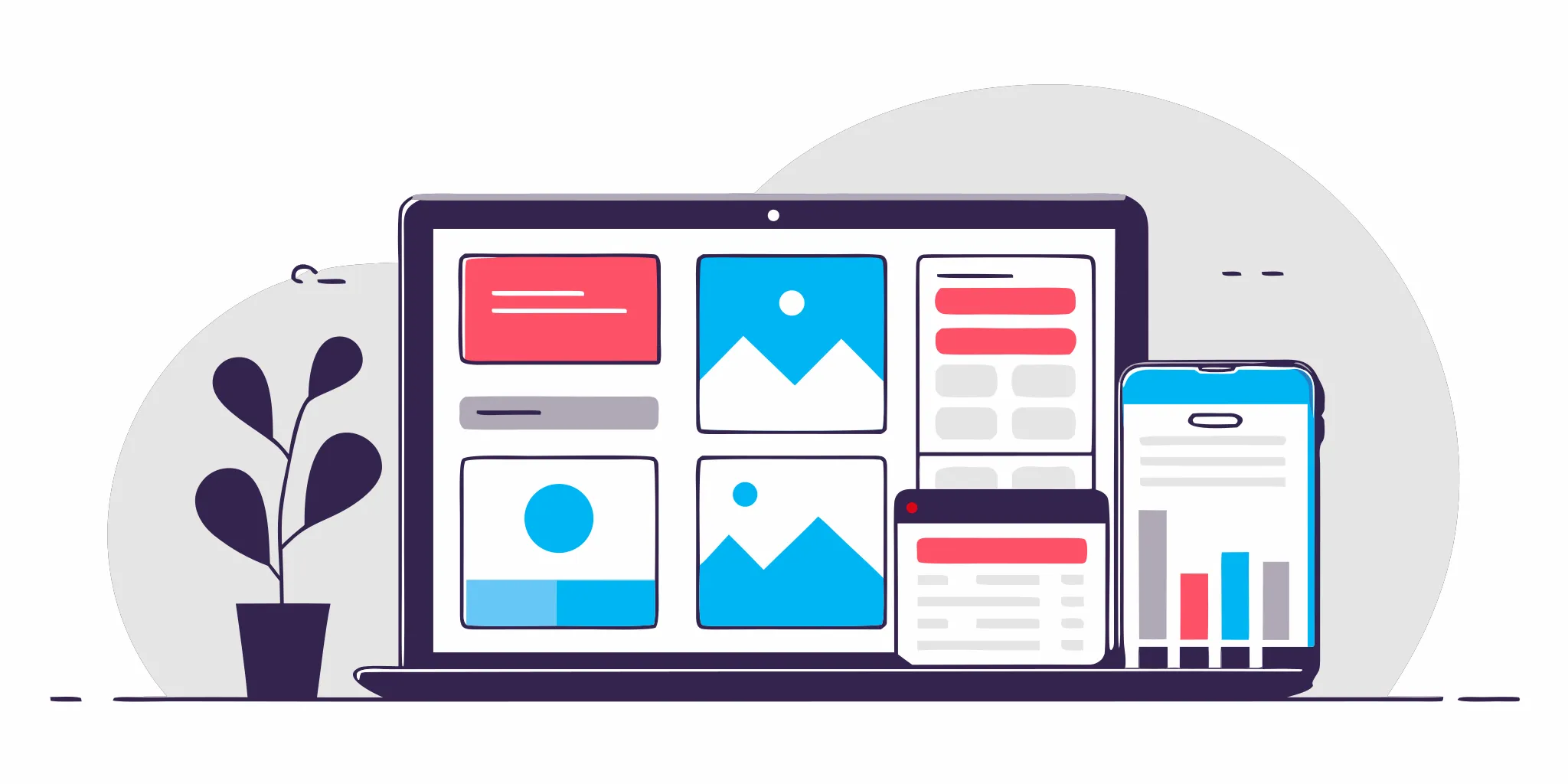 A leadership training app for busy managers with analytics shown on a laptop and phone.