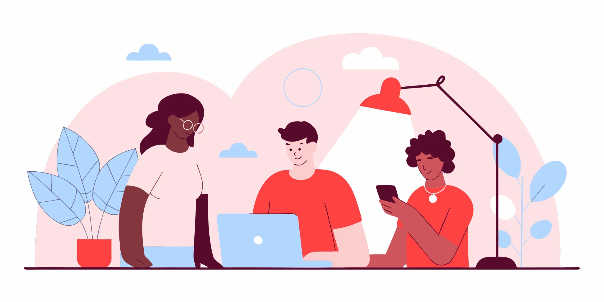 Millennial managers collaborating in a modern tech office