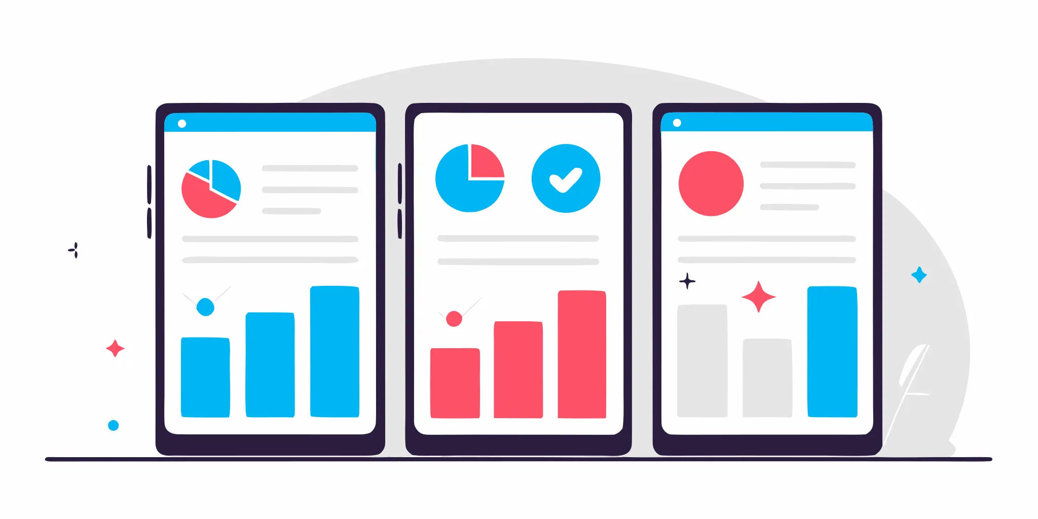 Tablets displaying charts from a manager coaching app for motivation and feedback.