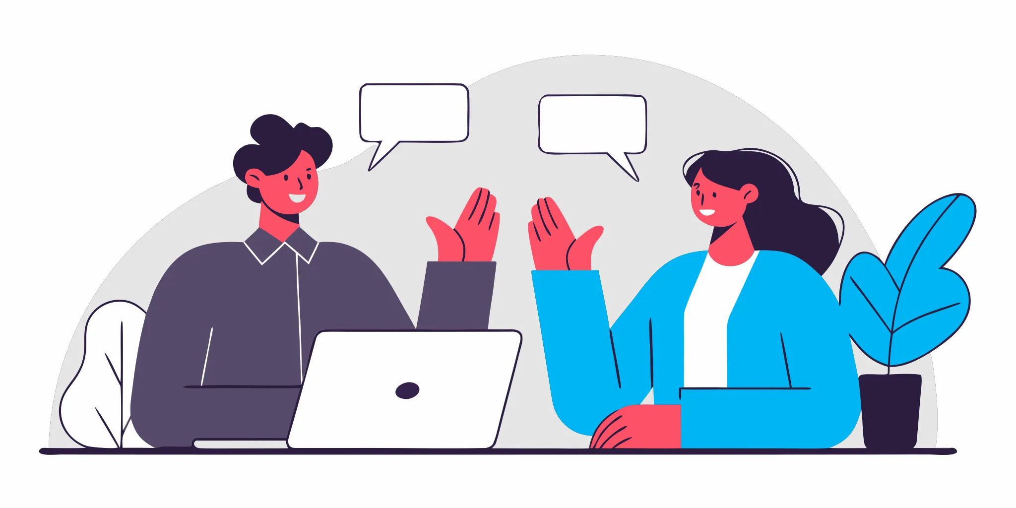 Manager and employee practicing constructive feedback in a supportive conversation