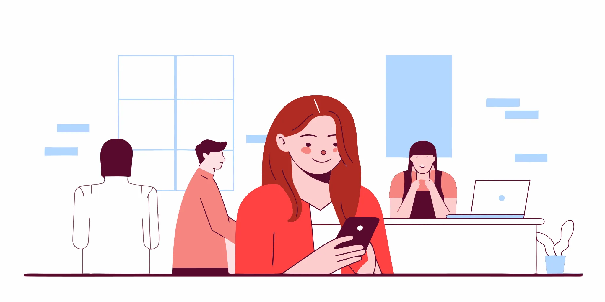 A manager reading a personalized coaching tip on her smartphone in a bright modern office