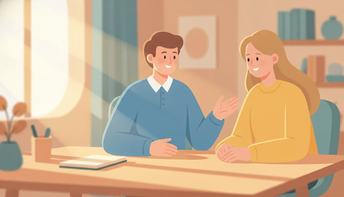 Manager coaching a direct report during a one-on-one conversation