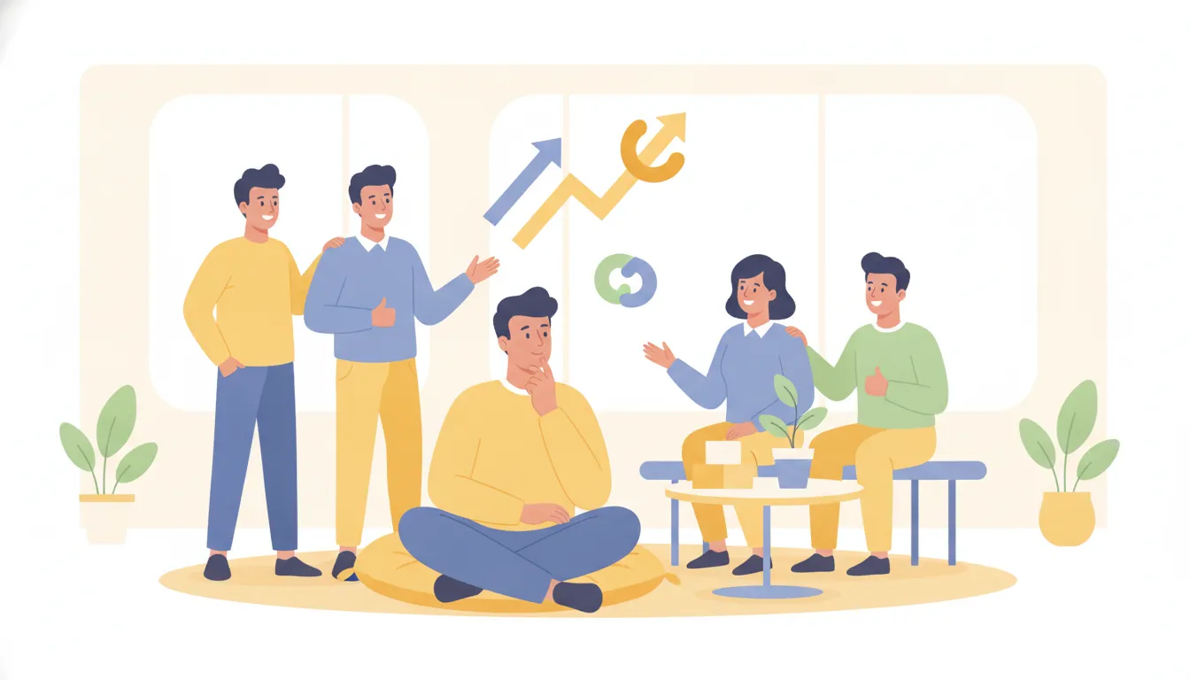 New manager and teammates applying leadership training in a workplace