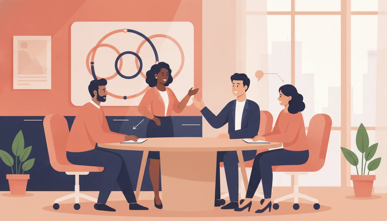 Managers collaborating in a scalable leadership development program
