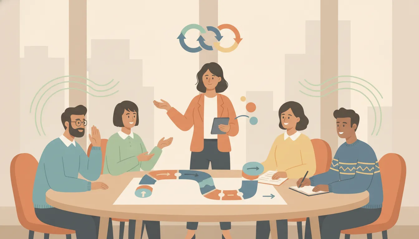 Project manager coaching conversation with a technology team