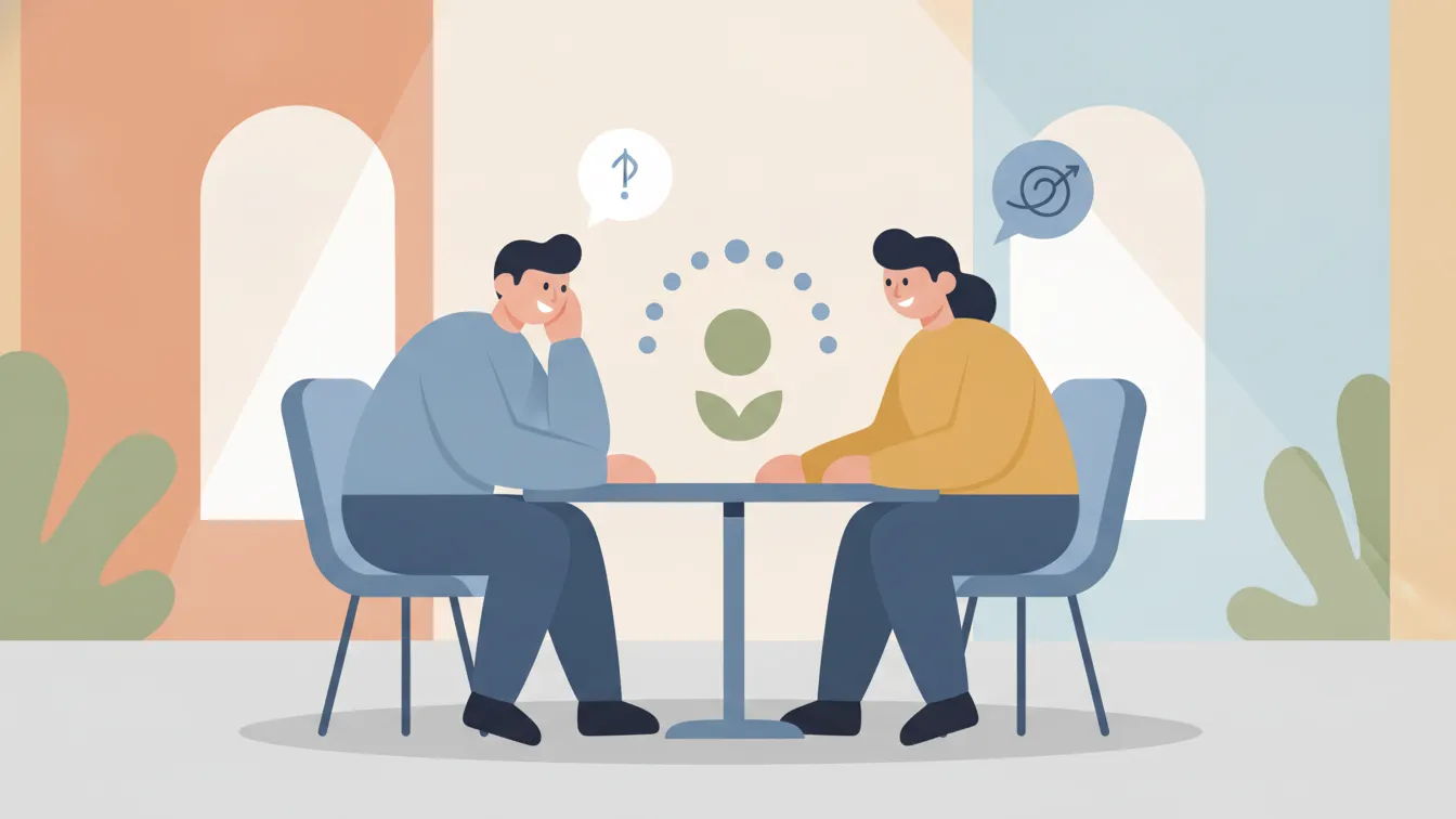 Manager coaching an employee during a thoughtful leadership conversation