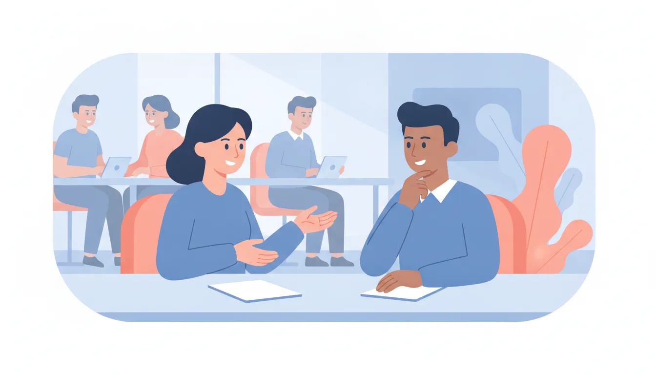 Manager practicing communication skills with a colleague