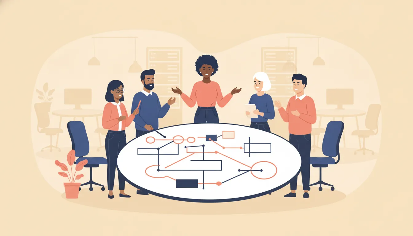 Cross-functional manager leading a collaborative planning session