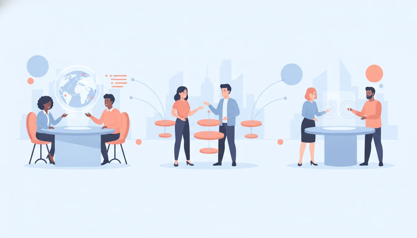 Managers collaborating across a global team