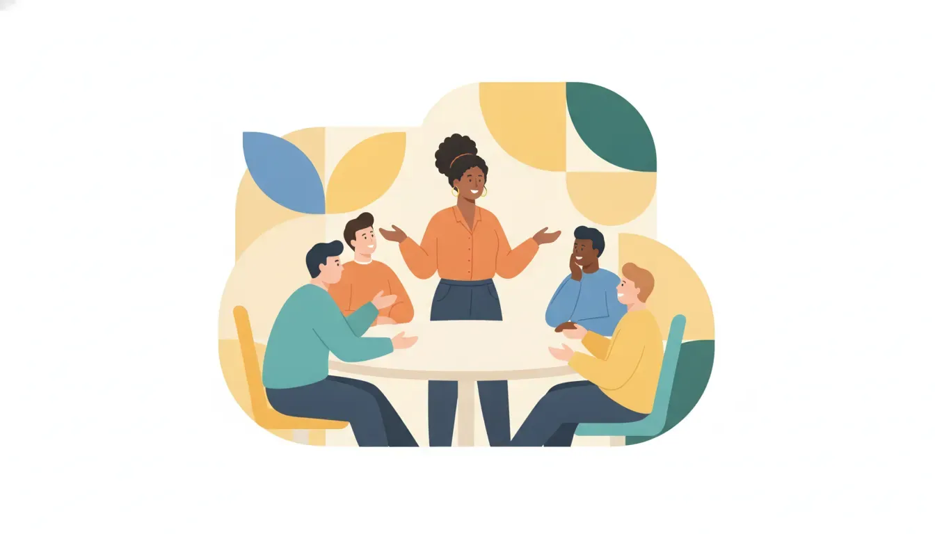 Leadership coaching for product managers in a team discussion