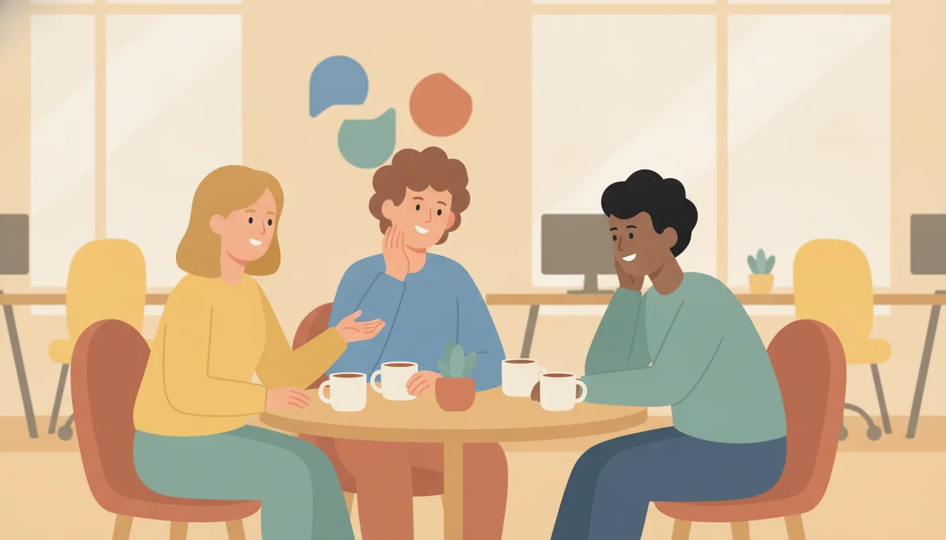 Manager and team discussing employee experience