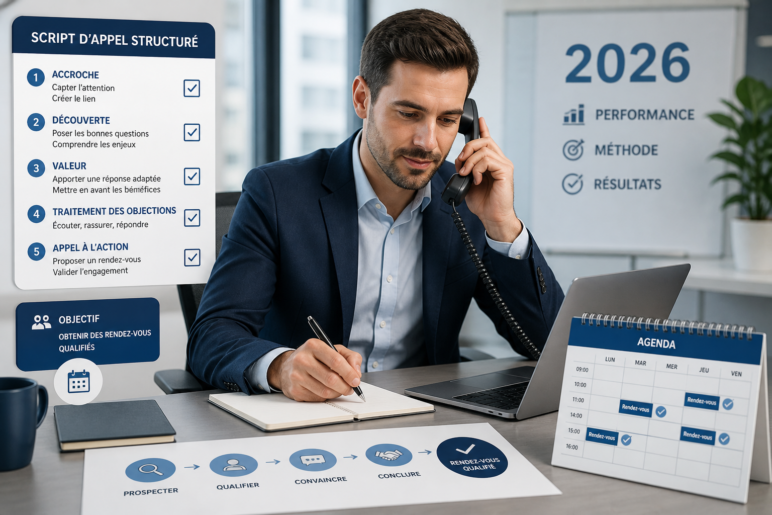 script-prospection-telephonique-b2b-structure-rdv-qualifies-2026