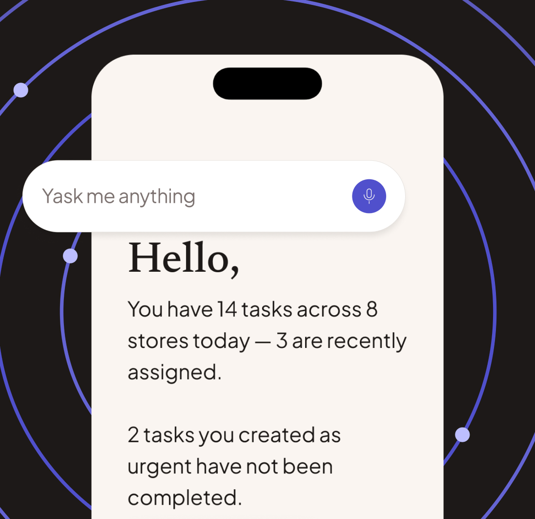 The Yask app listing today's tasks across stores