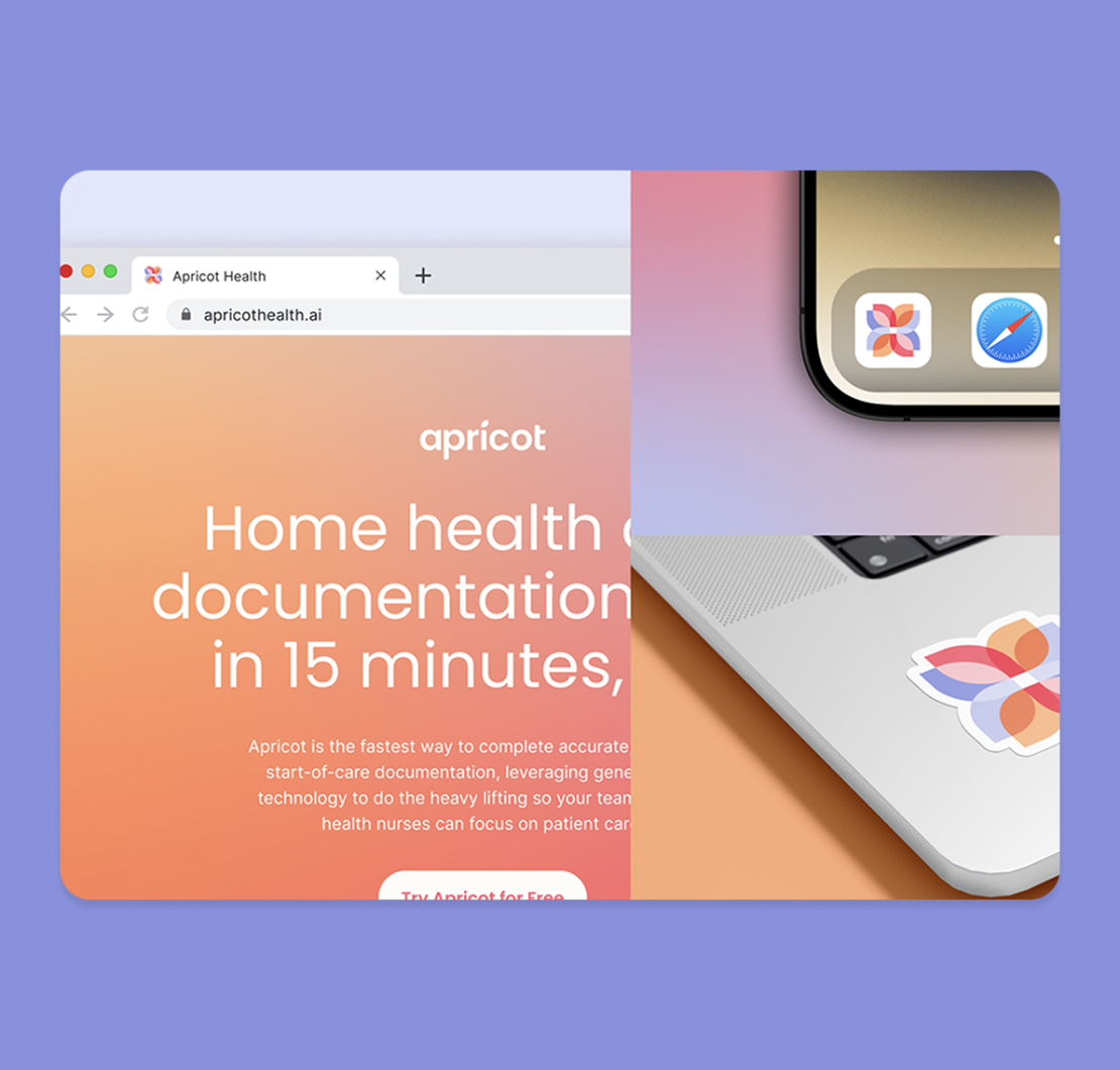 The Apricot website, app icon and sticker