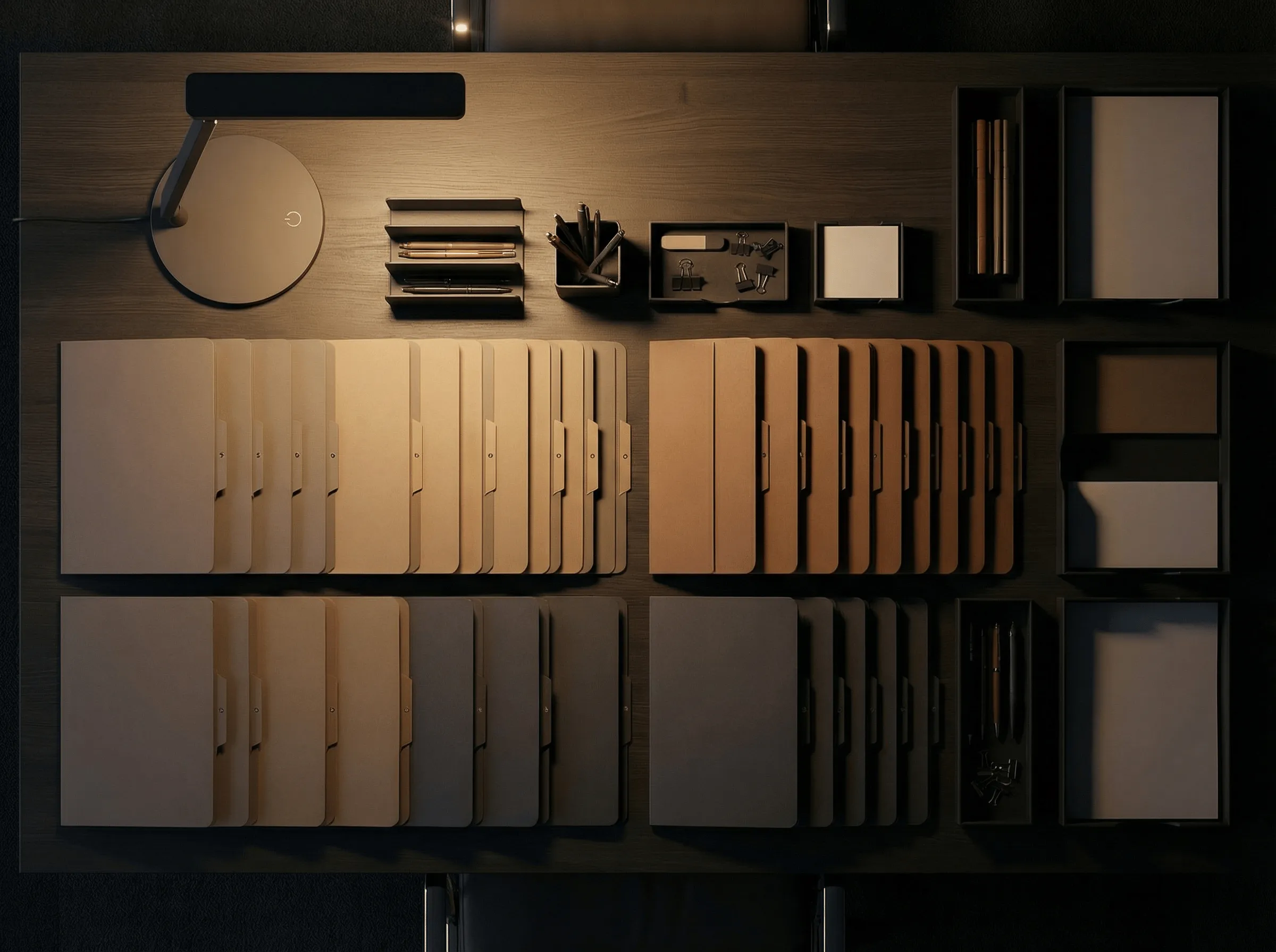 orderly files on a desk