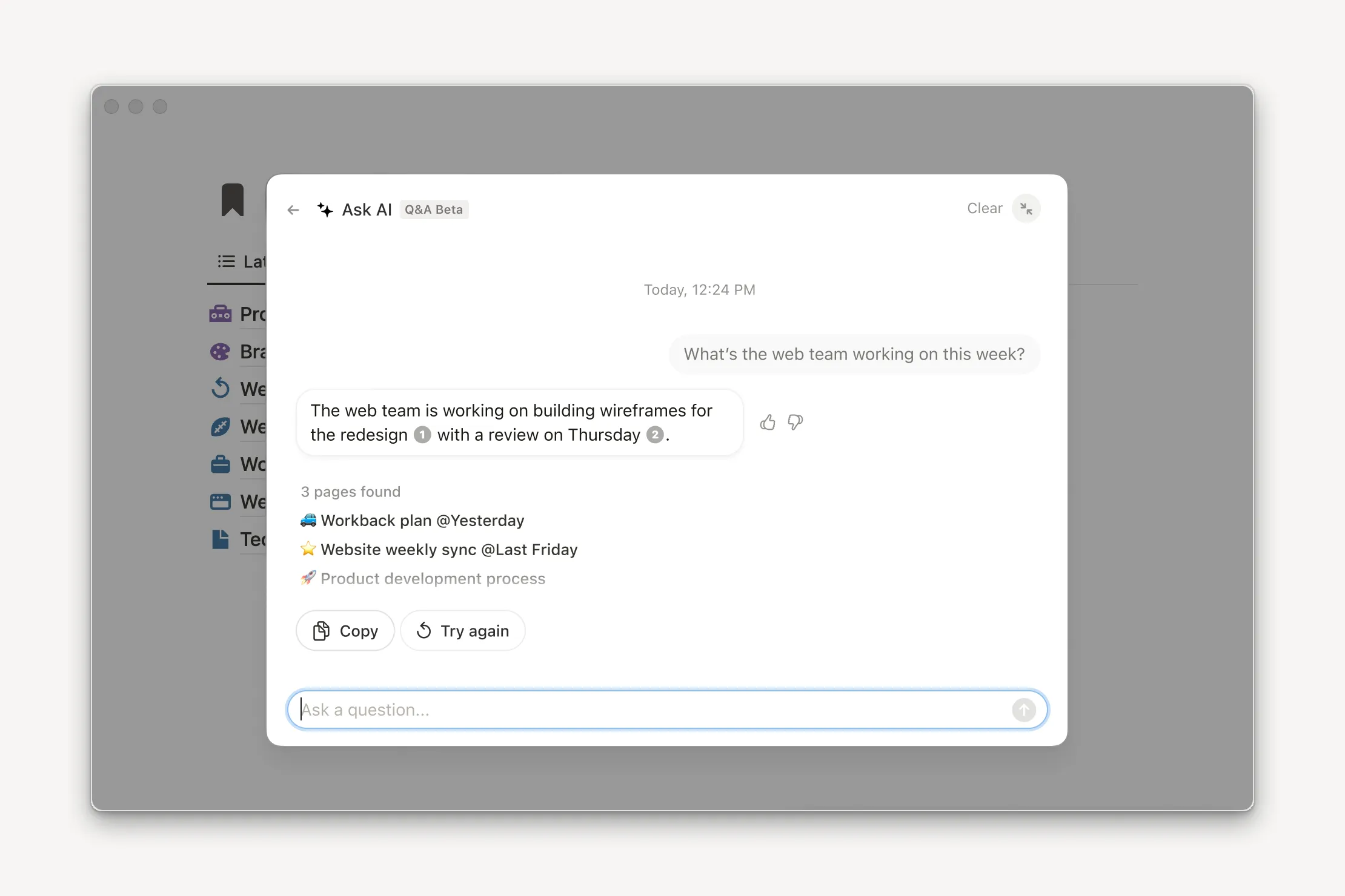 A screenshot of a notion AI screen.