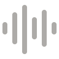 Icon of vertical gray audio sound waves of varying heights on a light background.
