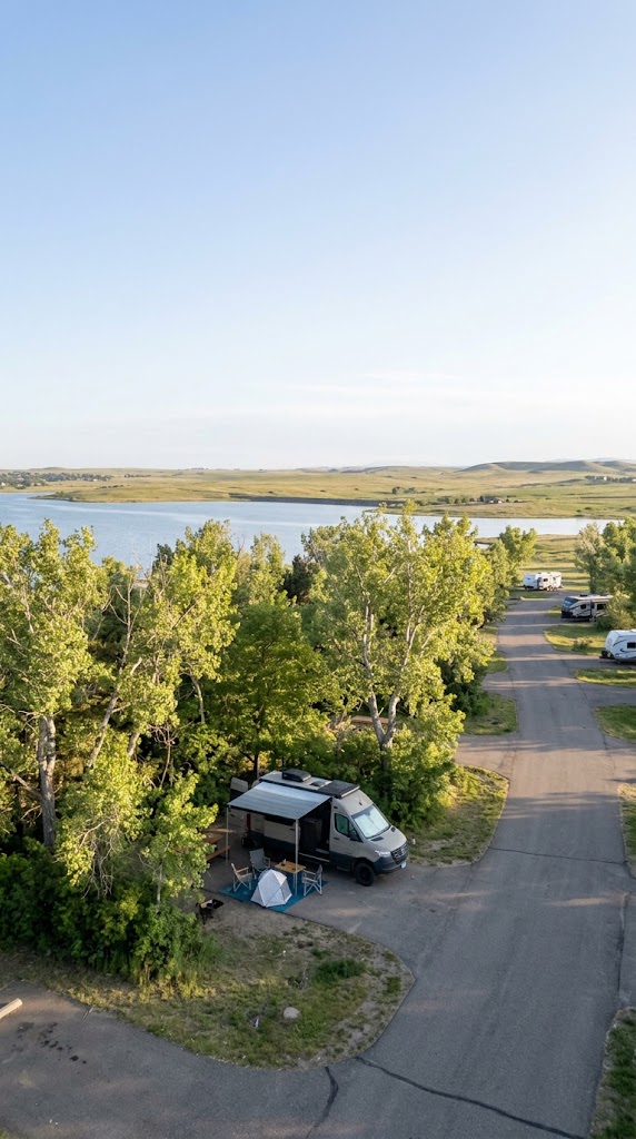 Class B camper van on a site at Cherry Creek State Park inside Aurora