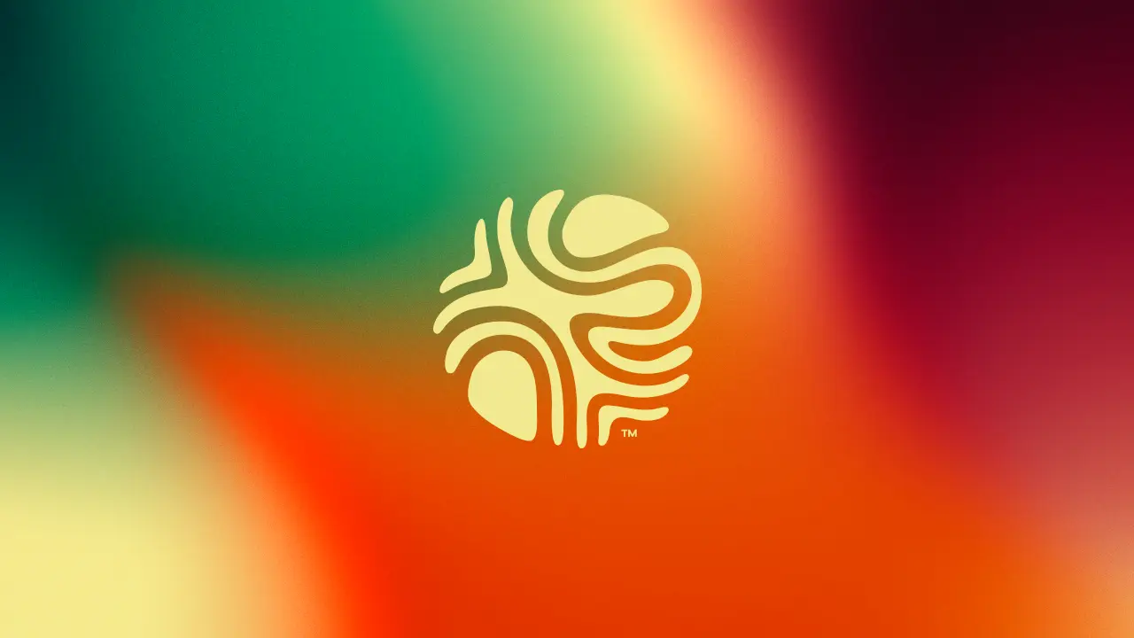 Nahora Studio's logomark over a colourful gradient.