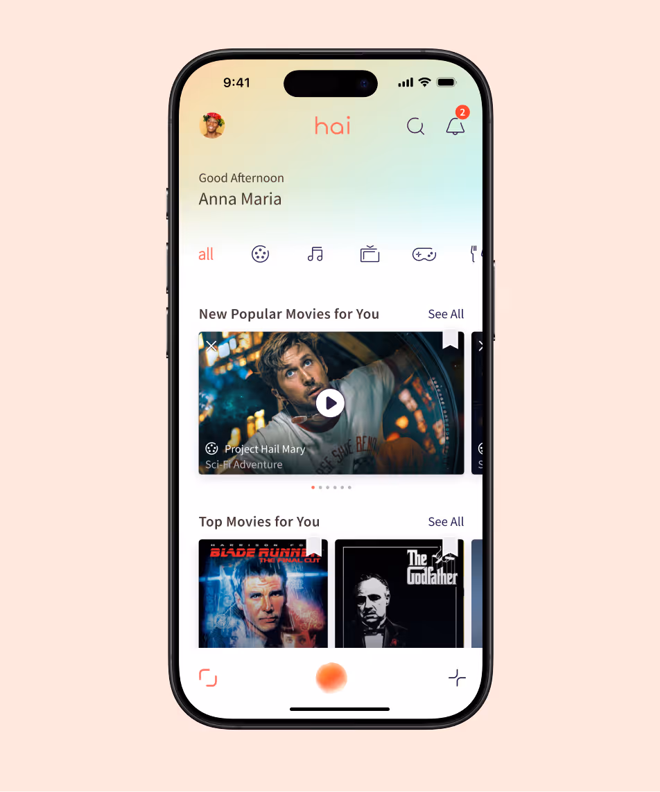 Hai is a personalized discovery app designed to find your next favorite thing. Whether it’s a movie for tonight, a book for the weekend, or a new playlist for your morning commute, Hai learns what you love with just a few simple interactions. Powered by a sophisticated recommendation engine, it evolves into a digital reflection of your unique taste.