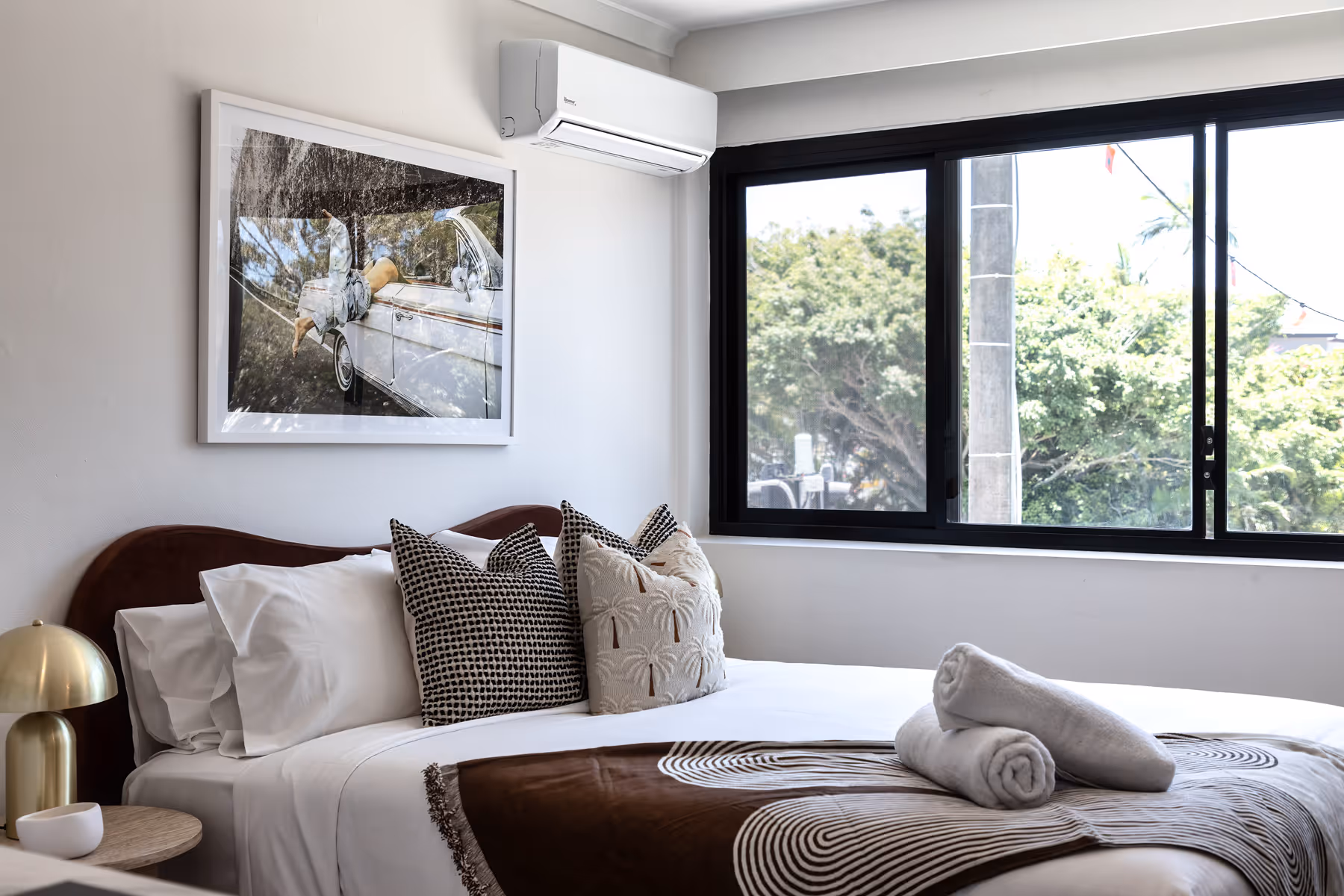 Miami Motel modern bedroom with coastal styling