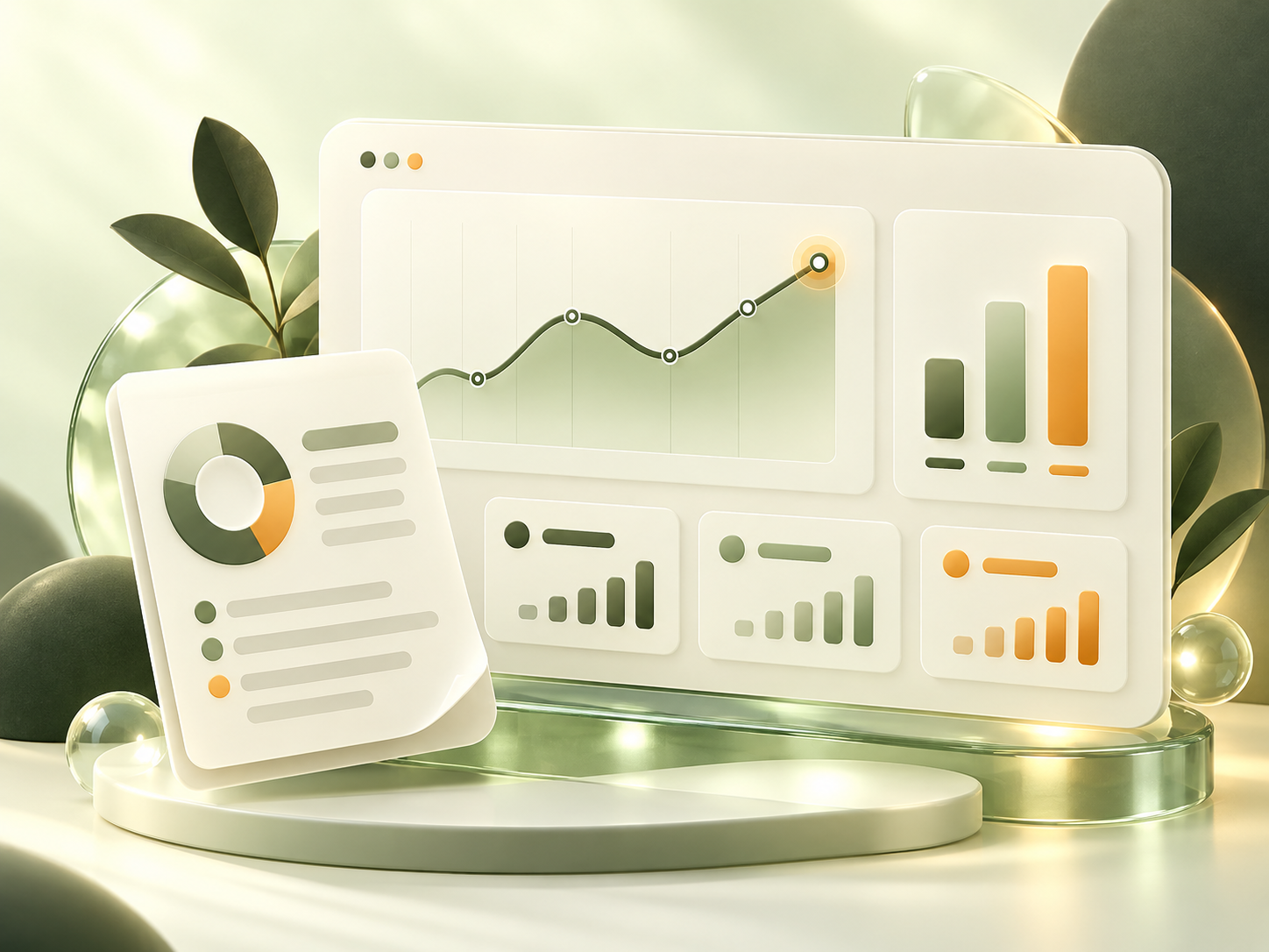 Analytics dashboard and report with charts.