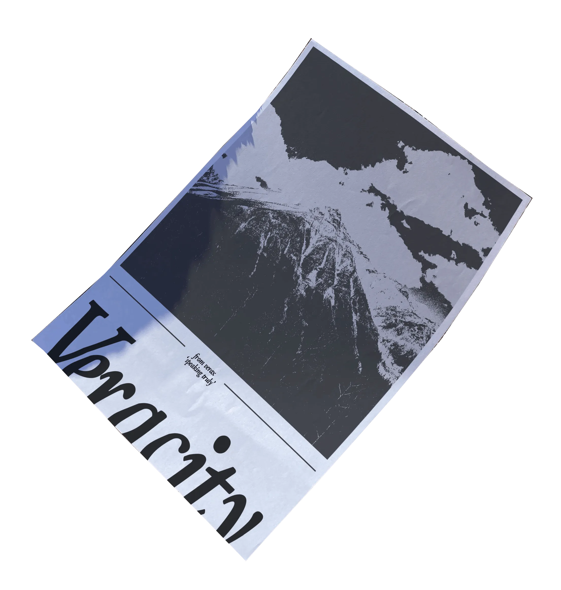 Poster leaning against a rock next to the sea