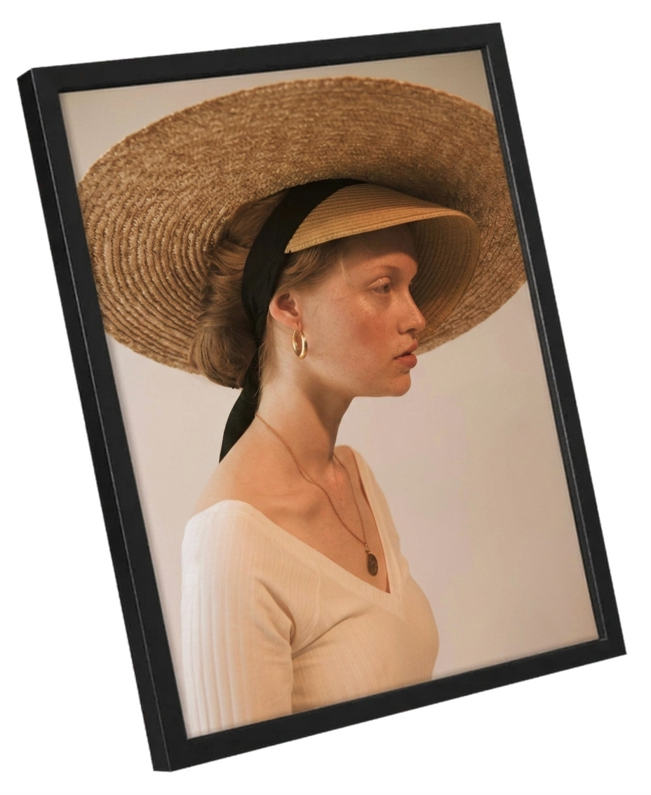 Green poster curled at the edge with a green background