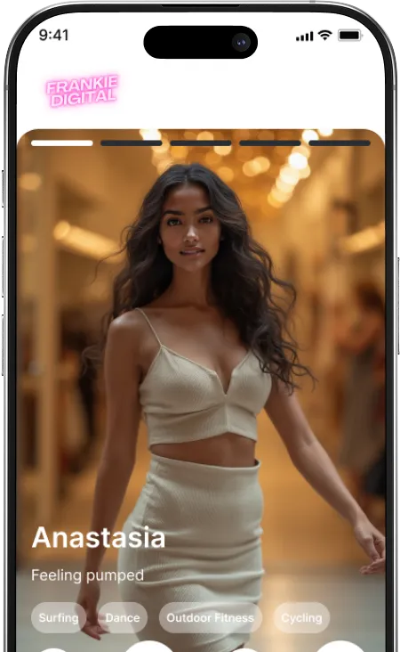 A woman in a white dress on a cell phone.