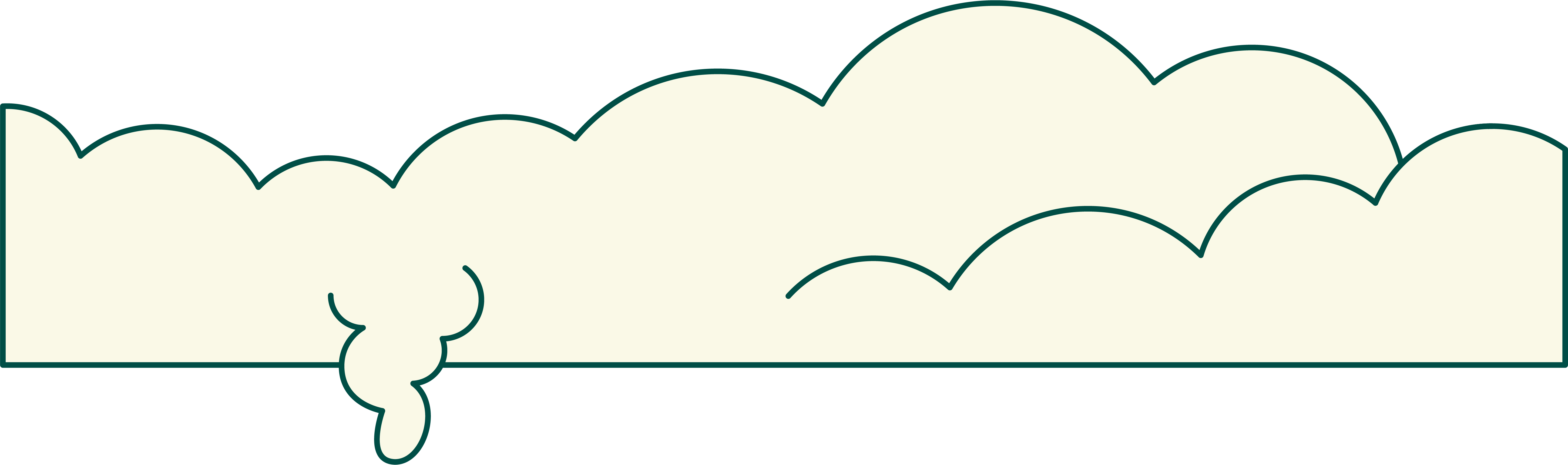 Illustration of a beer foam outline with rounded edges and dark green outlines.