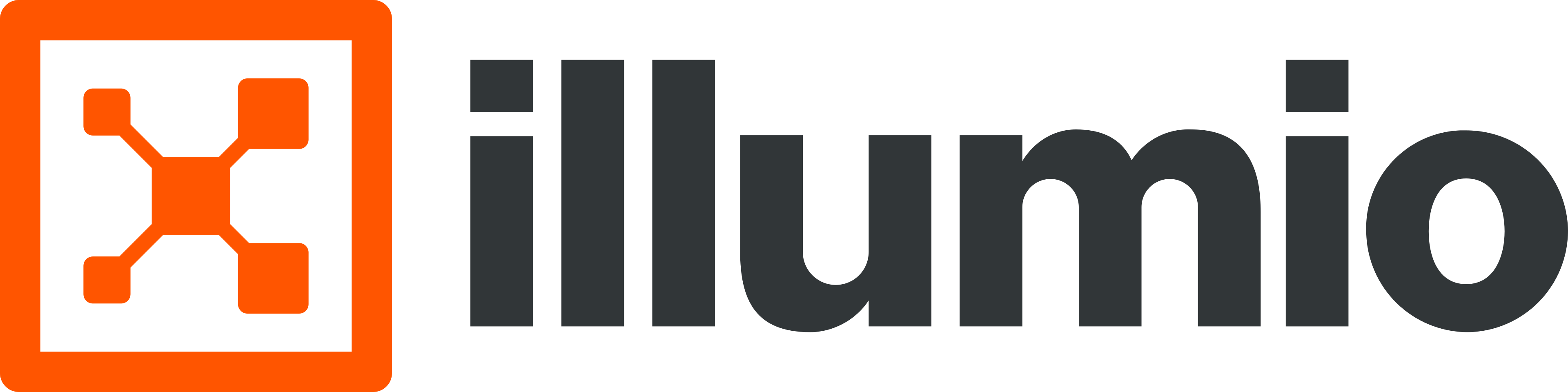 Illumio company logo with an orange square network design and black lowercase text.