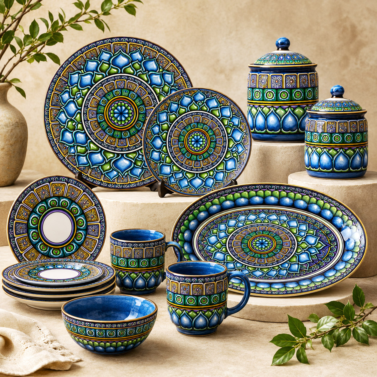Premium tableware, dinnerware, and entertaining products created using original Flowstate Design Systems.