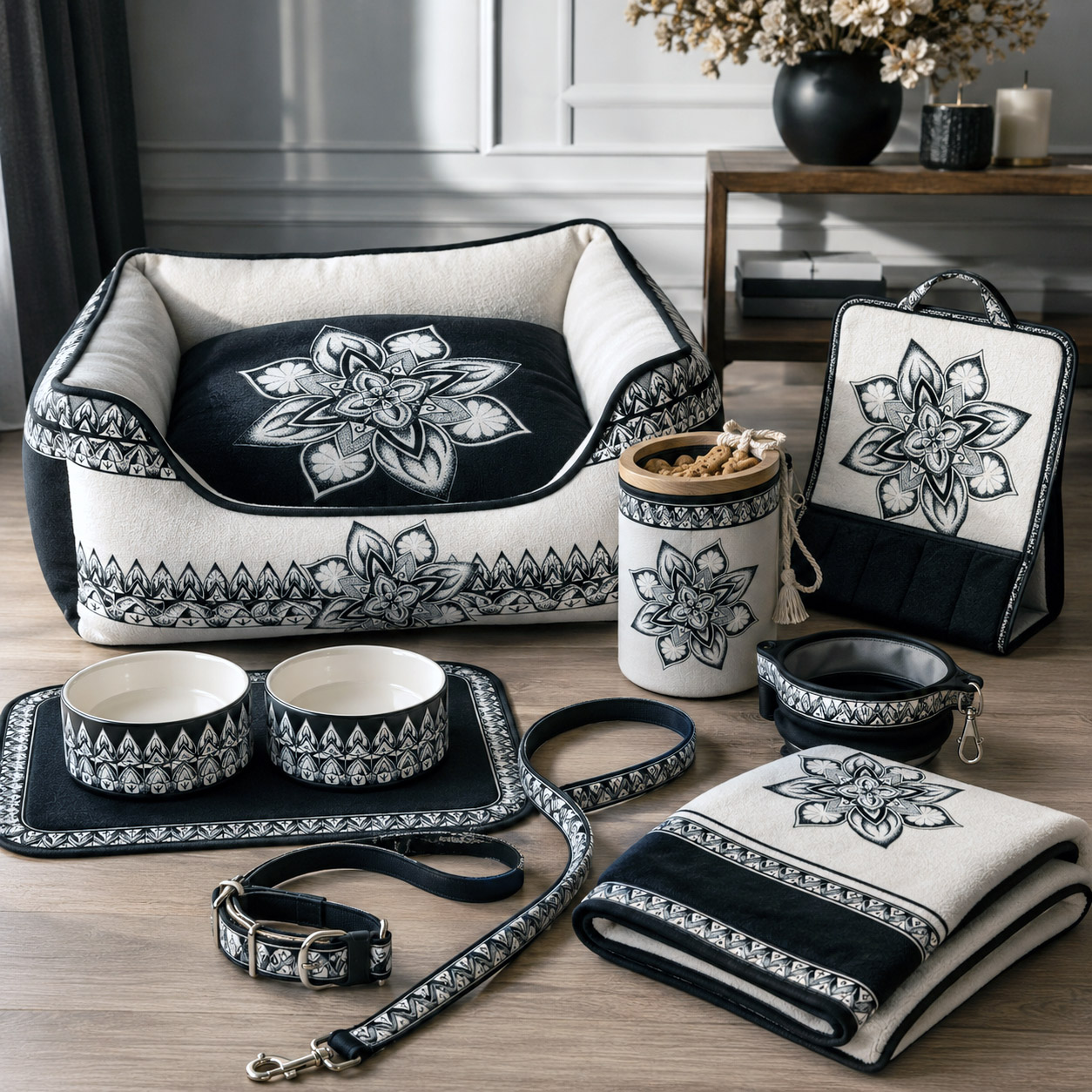 Premium pet accessories created using original Flowstate Design Systems.